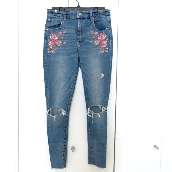 Garage - Women's jeans w/ Pink Floral Embroidery - Picture 1 of 8